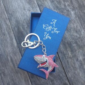 Pink sharky keyring shark keychain boxed gift